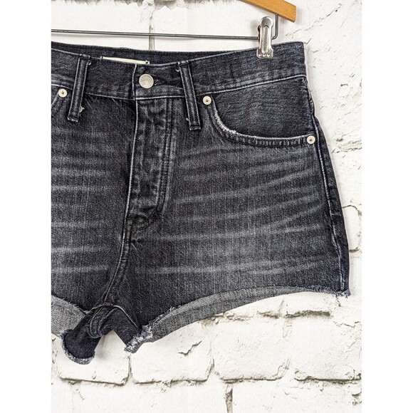 MADEWELL Relaxed Denim Shorts Black Wash High Rise Cotton Summer Size 29 - Picture 2 of 6